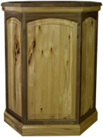 Two Tone Hickory and Walnut Arched Top Raised Panel Pedestal