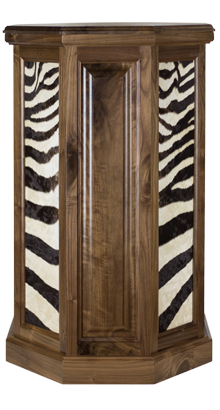 Walnut Zebra Taxidermy Pedestal