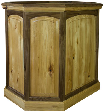 Rustic Hickory and Walnut Arched Top Raised Panel Elk Pedestal 2 Tone Arched Top Elk Taxidermy Pedestal Base